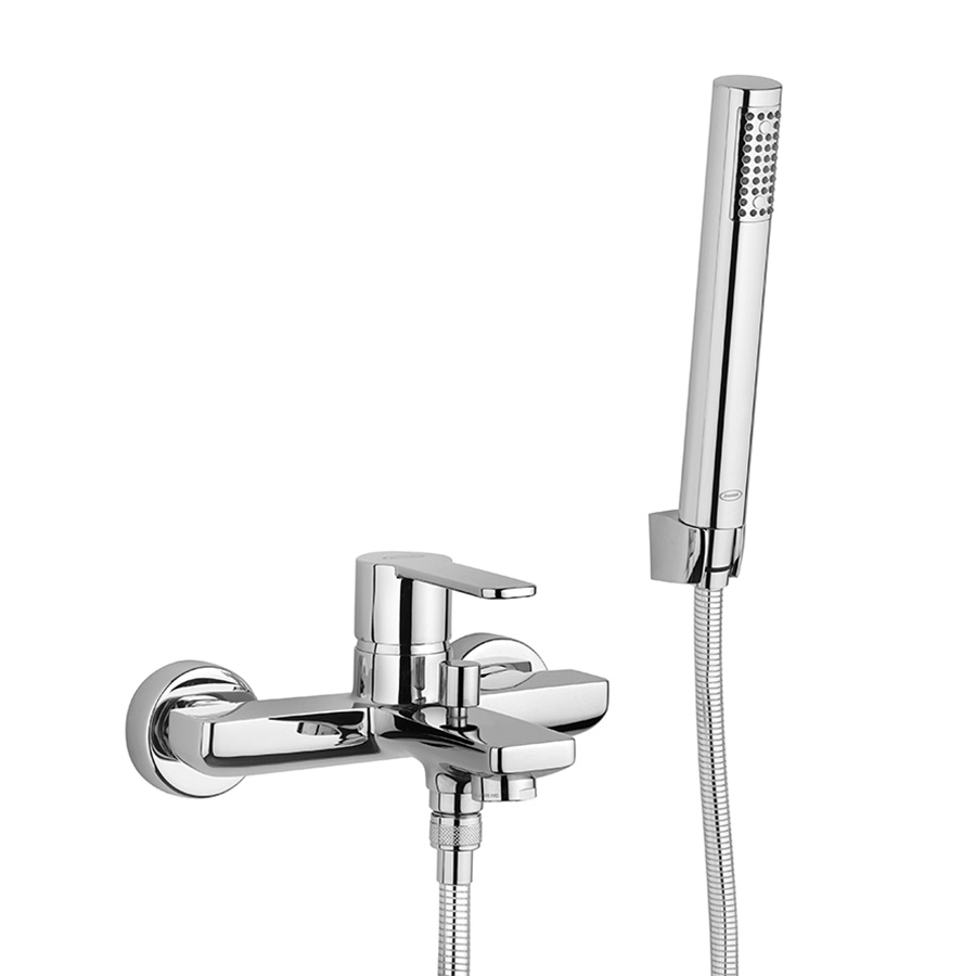 Single lever bath-shower mixer with fixed shower kit
