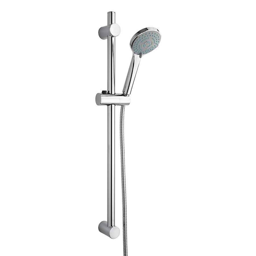 Sliding rail Ø 25 mm, 3-jet Ø 97 mm anti-limestone handshower, PVC flexible hose cm 150
