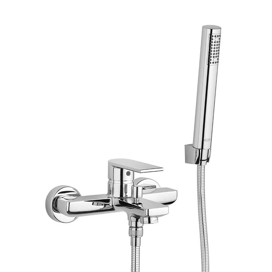 Single lever bath-shower mixer with fixed shower kit
